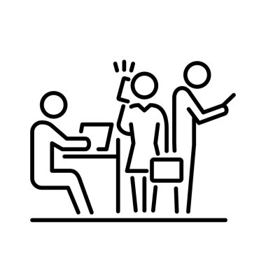 Takım çalışması iş insanlar simge basit çizgi düz tasarlamak.