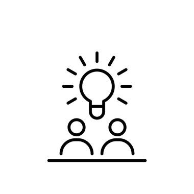 Takım çalışması iş insanlar simge basit çizgi düz tasarlamak.