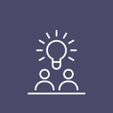 Takım çalışması iş insanlar simge basit çizgi düz tasarlamak.