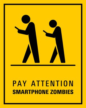 Yürüyen işareti illüstrasyon vektör smartphone kullanarak.
