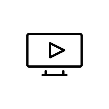 TV simgesi basit düz stil anahat illüstrasyon oynamak.