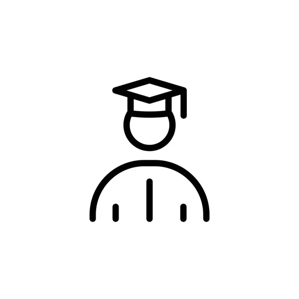 Graduated Student Icon Simple Flat Style Outline Illustration — Stock Vector