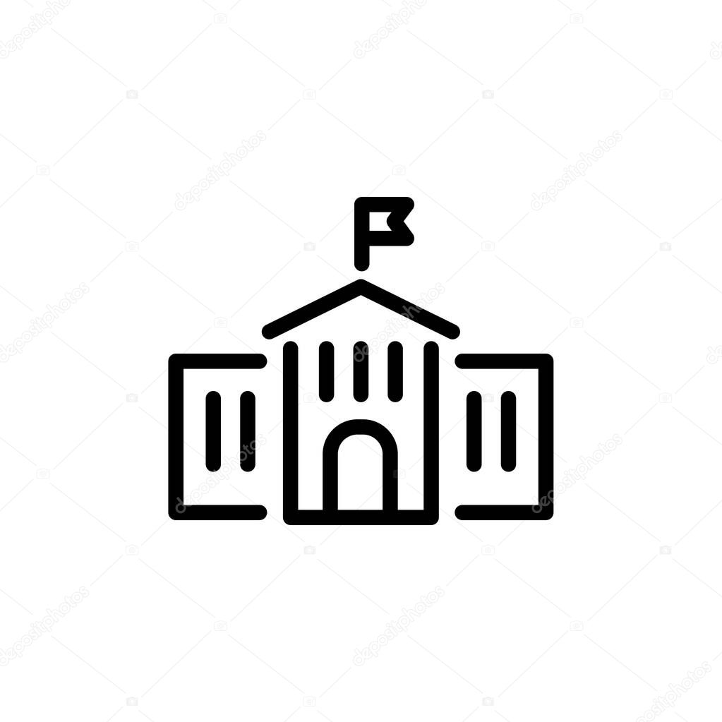 Shool building icon simple flat style outline illustration.