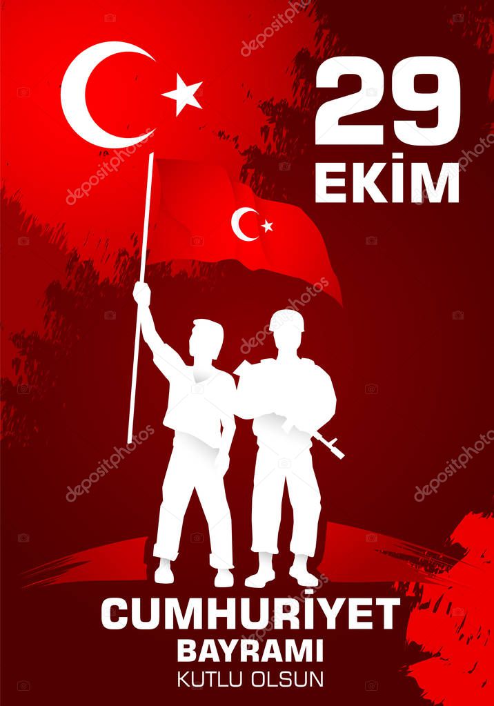 29 Ekim Cumhuriyet Bayraminiz kutlu olsun. Translation: 29 october Happy Republic Day Turkey.