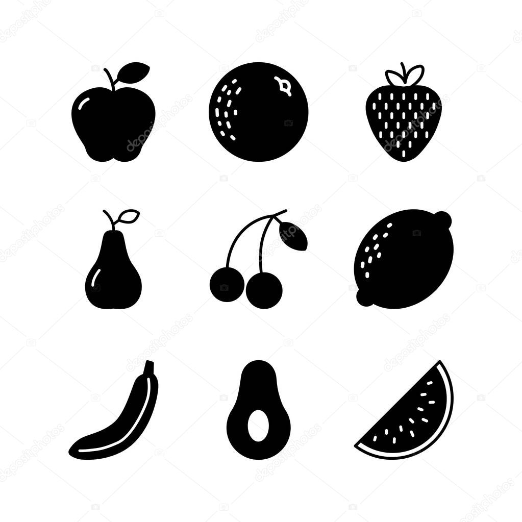 Fruit icon set simple flat vector illustration.