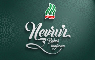 Nevruz bahar Bayramı. Çeviri: Nevruz bahar tatil. Tebrik kartı yazı tasarım.