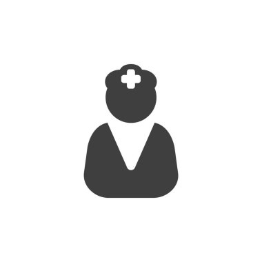 Doktor hemşire tıbbi simge basit düz tasarlamak