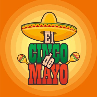 Cinco de Mayo yazı metin illüstrasyon tebrik