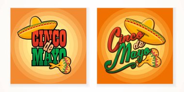 Cinco de Mayo yazı metin illüstrasyon tebrik