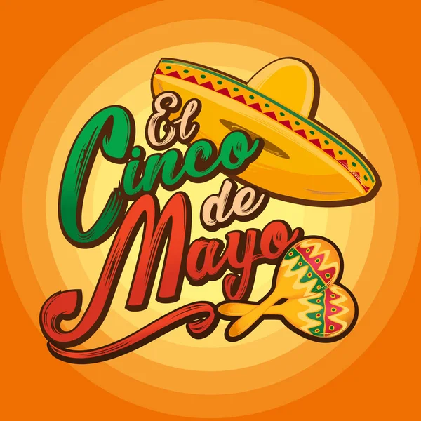 Cinco de Mayo letras saludo texto ilustración — Vector de stock