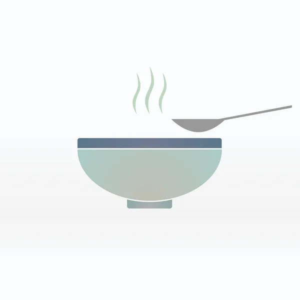 Sup di mangkuk vektor tanda ilustrasi ikon simbol sederhana gambar sup - Stok Vektor