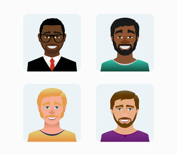Düz çizgi film tarzı renk illüstrasyon karakter avatarları profili — Stok Vektör