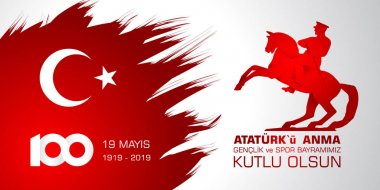 19 Mayıs Ataturk'u anma, genclik ve spor Bayramı. Türkçe Çeviri: Atatürk, gençlik ve spor gün 19 Mayıs