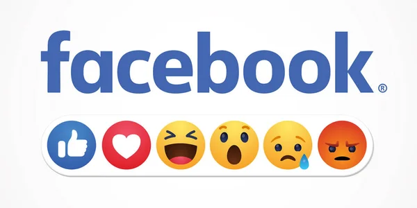 Bakoe, Azerbeidzjan-23 april 2019: Facebook nieuwe like reacties knoppen — Stockvector