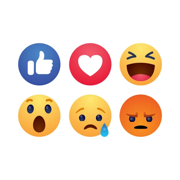 Conjunto de reacciones botones de emoción simple estilo plano vector ilustración — Vector de stock