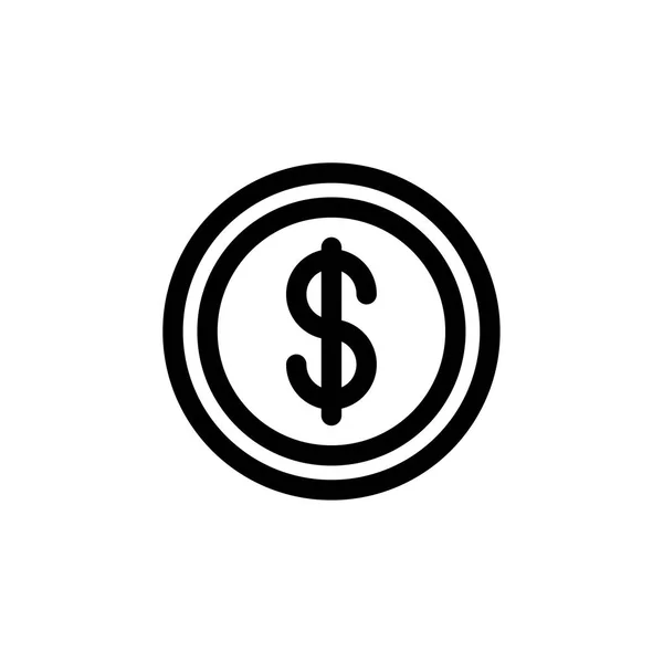 Dollár szimbólum pénz pénz egyszerű lapos stílusú ikon — Stock Vector