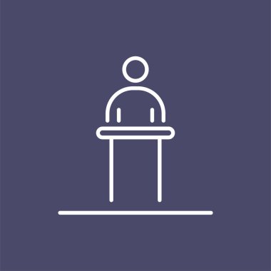 Toplantı konuşma iş adamları simgesi basit satır düz illüstrasyon