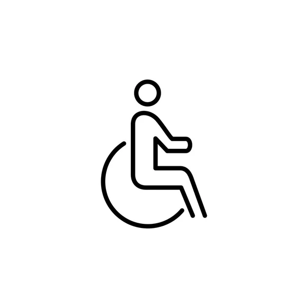 Wheelchair disabled sign business people icon simple line flat illustration — Stock Vector