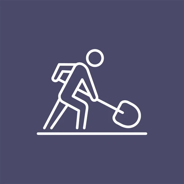 Дорожный рабочий с лопатой вывески деловых людей иконка простая линия плоская иллюстрация — стоковый вектор