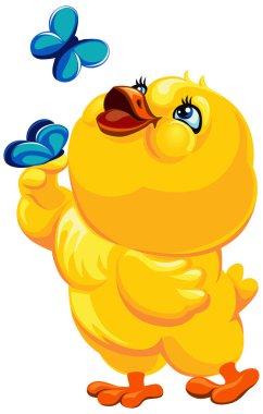 vektörel clipart tavuk kelebekler ile. Easter illüstrasyon vektör