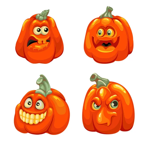 Set pumpkins icon for Halloween. Set of spooky halloween jack o lanterns. vector set.