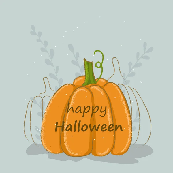 Feliz Halloween Calabaza Festiva Los Arbustos Elementos Para Diseño Dibujado — Vector de stock