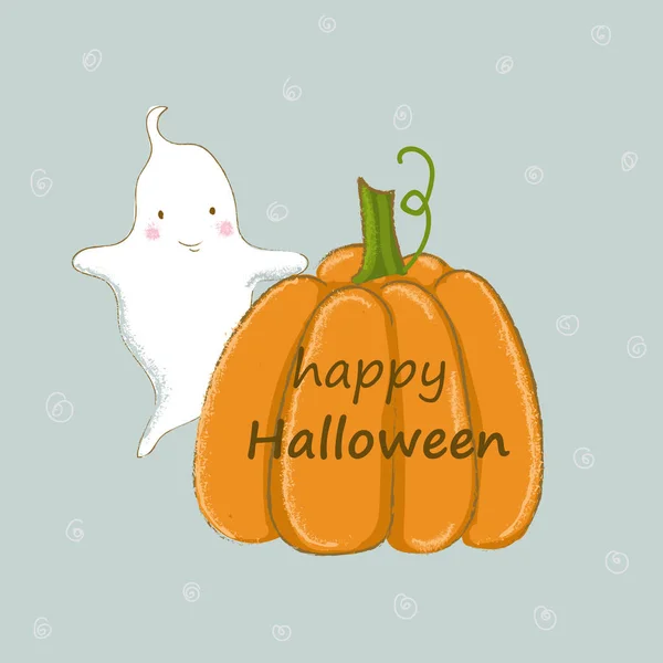 Feliz Halloween Linda Calabaza Ghost Elementos Para Diseño Postal Pancarta — Vector de stock