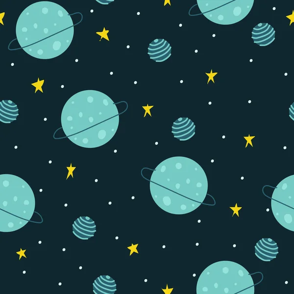 Motif Sans Couture Ciel Espace Des Étoiles Des Planètes Pour — Image vectorielle