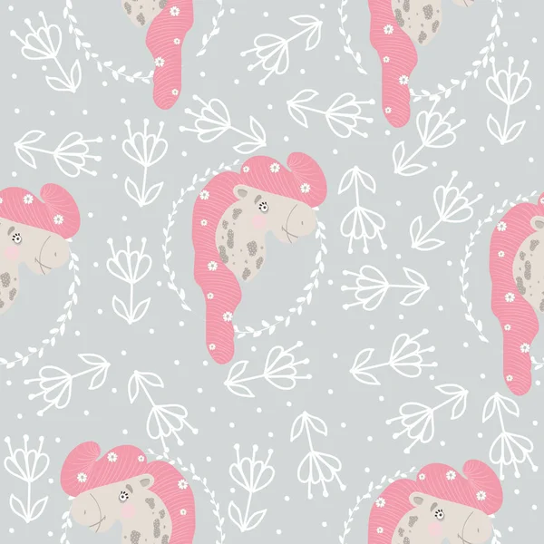 Seamless pattern with cute unicorn, for printing on textiles. Vector. — Stock Vector