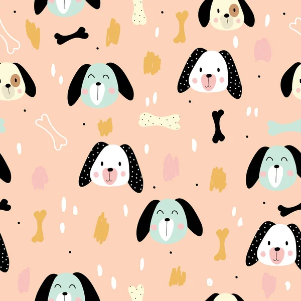 Seamless Pattern Cute Little Dogs Printing Textiles Fashionable Scandinavian Style — Stock Vector