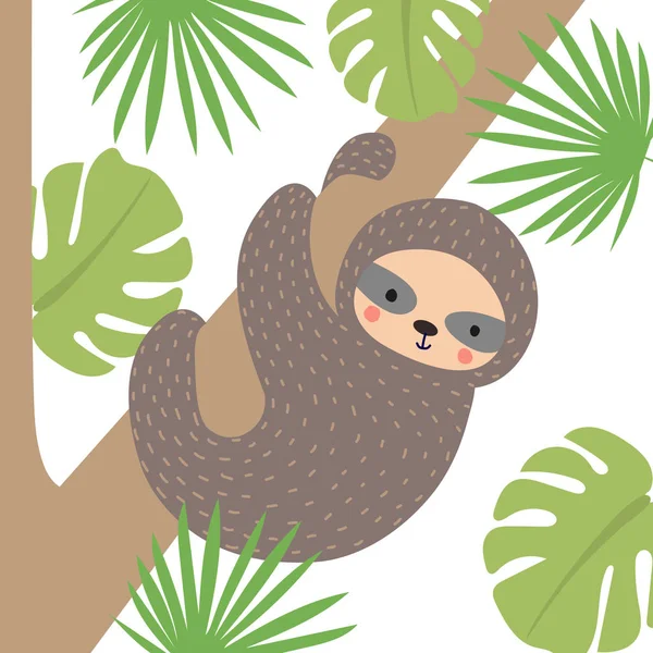 Que Preguiça Engraçada Preguiça Bebé Árvore Ilustração Infantil Para Impressão Vetores De Stock Royalty-Free