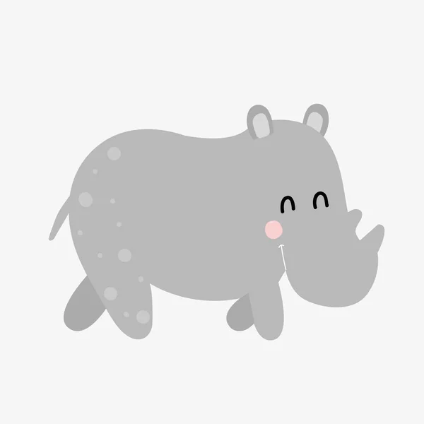 Rhino Ładny Stylu Skandynawskim Ręcznie Rysowane Druku Tekstylia Dla Dzieci — Wektor stockowy