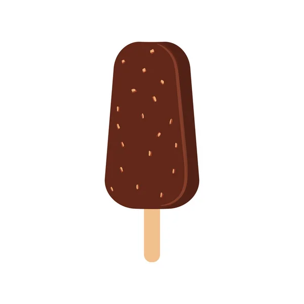 Zmrzlina Izolované Bílém Pozadí Čokoládová Zmrzlina Ořechy Kreslené — Stockový vektor