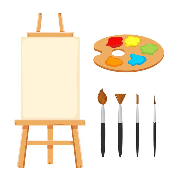 Ferramenta Desenho Conjunto Para Artista Cavalete Pinturas Escovas Desenhos Animados Ilustrações De Stock Royalty-Free