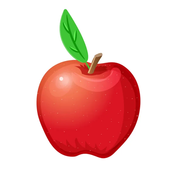 Rode appel geïsoleerd op een witte achtergrond. Vector. Cartoon. — Stockvector
