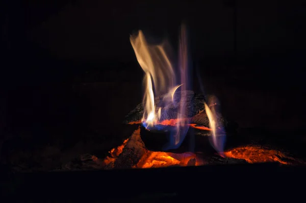 Rote Flamme Mit Hitze Brennender Baum Der Wärme Und Licht — Stockfoto
