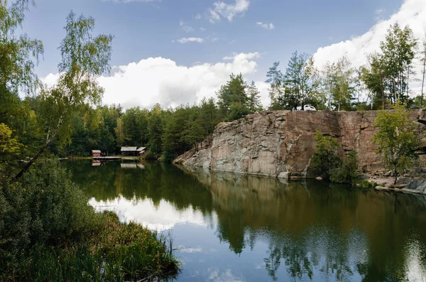 Cañón Bosque Otoño Día Cálido Soleado Ucrania Región Zhytomyr Distrito — Foto de Stock
