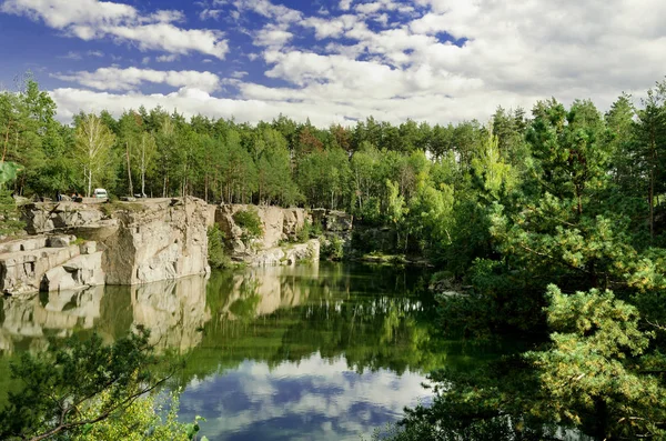 Canyon Őszi Erdőben Egy Meleg Napsütéses Napon Ukrajna Zhytomyr Régió — Stock Fotó