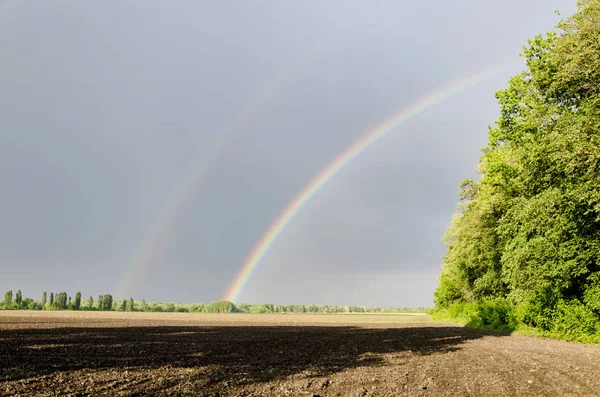 bir karanlık gökyüzü, mutlu öğleden sonra güzel manzara parlak güzel gökkuşağı