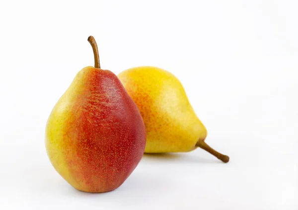 Pear Fruit Yellow Fruits Red Sides Light Background Close — Stock Photo, Image