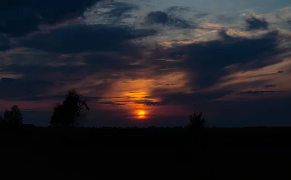 Sunset Bright Colors Sky Clouds Warm Evening — Stock Photo, Image