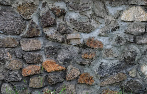 Struktur Mauerwerk Zaun Zäune Mit Hellbraunem Stein Kies Nahaufnahme — Stockfoto