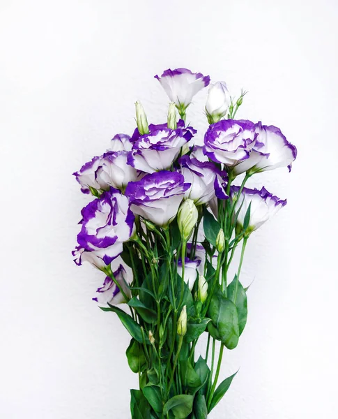 eustoma natural bright flower in a bouquet, a gift for the holiday on the table, close-up