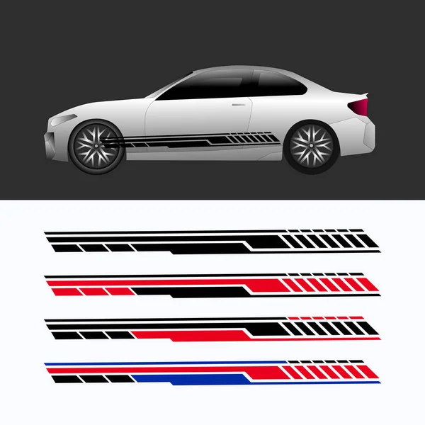 Araba ambalajı tasarım vektörü. Plastik araba çıkartması. modern araba çıkartmaları
