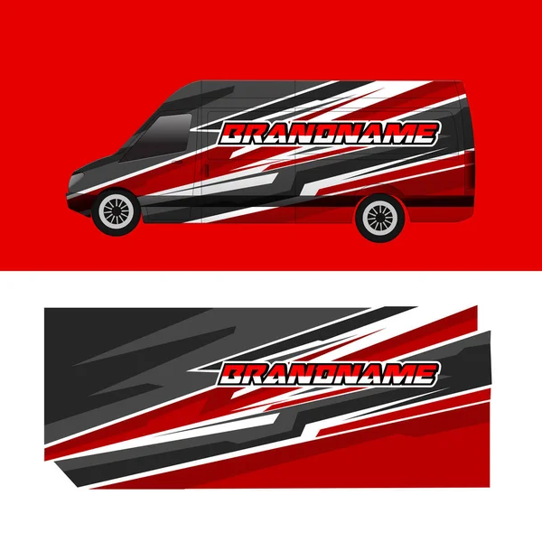Şirket minibüs ambalaj etiketinin vektör tasarımı.