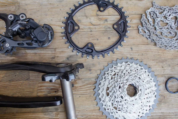 bicycle repair and cleaning process, cycle parts close up, bike workshop