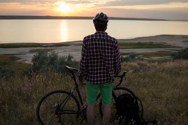 Bicycle Touring Country Road Summer Fields — Stock Photo, Image