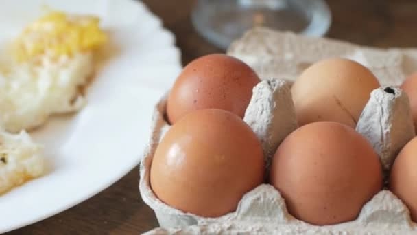 Desayuno Con Salchichas Huevos — Vídeos de Stock