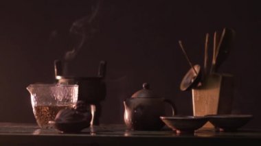 Geleneksel Çince çay töreni arka plan.