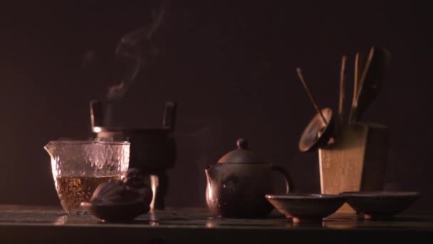 Cérémonie Traditionnelle Chinoise Thé Fond — Video